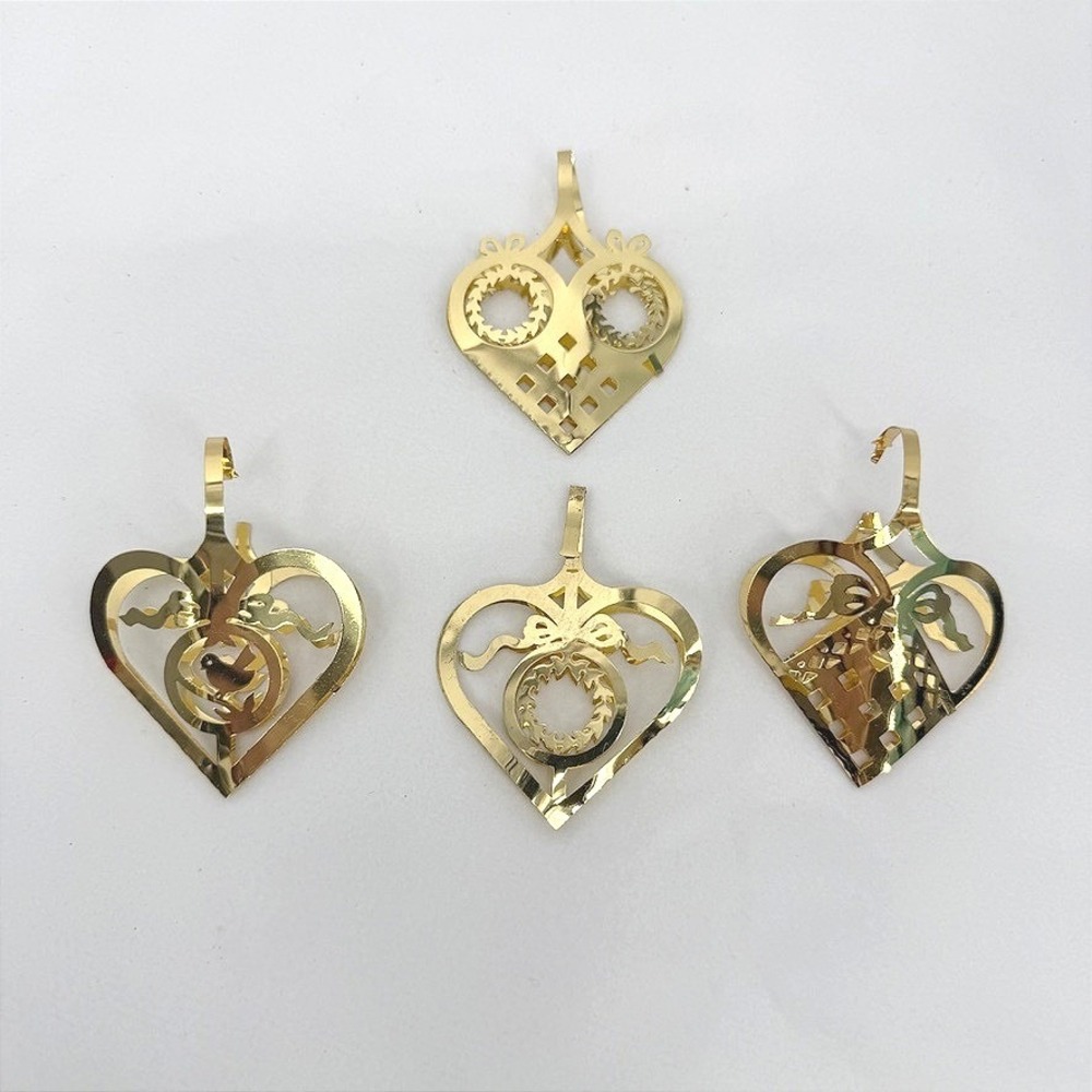 Royal Copenhagen Golden Christmas Brass Ornaments Cutout Set 4 Holiday Decor